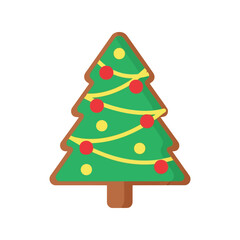 Festive christmas tree illustration cute cartoon decoration icon holiday season celebration isolated on white background
