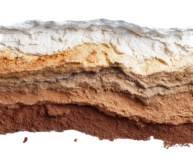 Layered geological strata, showing diverse colors and textures