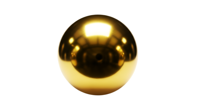 Golden sphere reflecting light on black background - Powered by Adobe