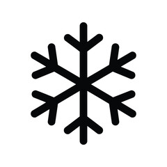 Minimalist snowflake icon symbol vector cold weather winter season element geometric shape graphic design isolated on white background