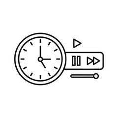Time management concept with a clock and media player controls like play, pause, and fast forward