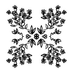 set of floral elements isolated on white background