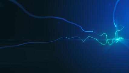Dynamic Electric Light Strokes Background/
Illustration of an abstract background of kinetic glowing 3d light strokes with depth of field blur