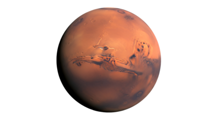 Planet Mars with prominent Valles Marineris canyon system Keywords: Mars, planet, red planet