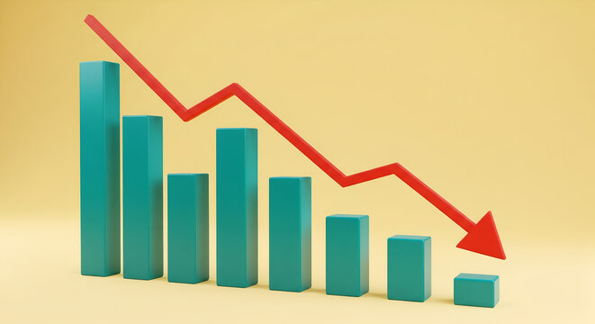 Downward Trend Graph: Economic Decline, Business Loss Illustration
