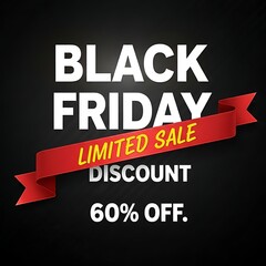 Obraz premium Black friday limited sale discount with 60% off on a dark background