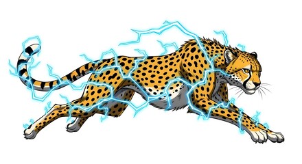 Electric Cheetah - A Powerful Feline Illustration.