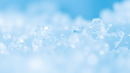 Ice crystals macro in arctic blue tones