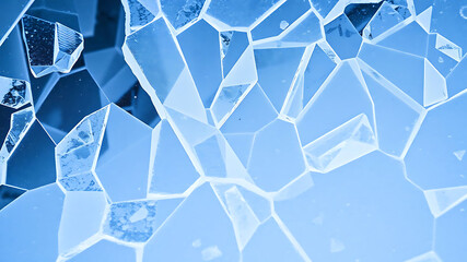 Ice shards close-up creating natural geometric pattern
