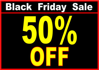 Black Friday 50% Off Sale Poster – Yellow Red Black Bold A4
