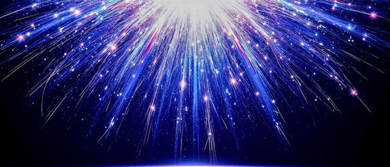 Fototapeta premium Bright fireworks exploding above a dark gradient background.