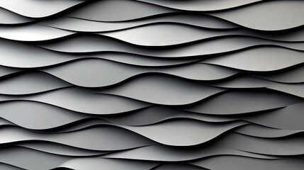 A seamless abstract pattern of overlapping wavy lines in shades of grey and white, creating a sense of depth and movement.