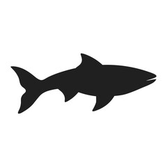 minimal salmon fish side profile silhouette on white