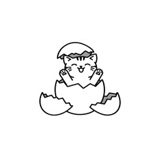 Cute Kitten Hatching from an Egg Illustration 1.