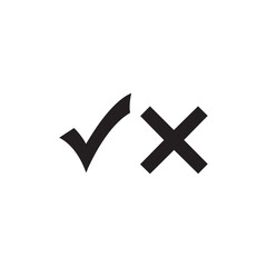 Obraz premium Correct Check and Cancel Cross Icons – Black Vector Signs