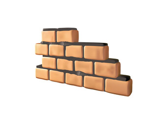Stepped Brick Wall Construction vector 3D icon isolated on white background