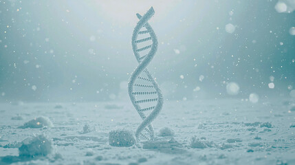 A pristine snowy white space features a single surreal floating ribbon twisting elegantly like a DNA strand, creating a minimalist abstract scene.