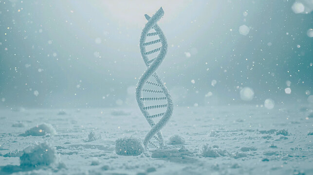 A pristine snowy white space features a single surreal floating ribbon twisting elegantly like a DNA strand, creating a minimalist abstract scene.