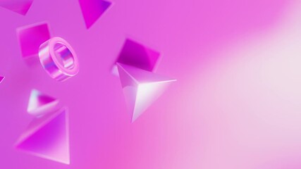 Abstract 3d Pink Holographic iridescent geometric shapes rotating animation loop. Modern minimalistic liquid gradient color flow background. - Powered by Adobe