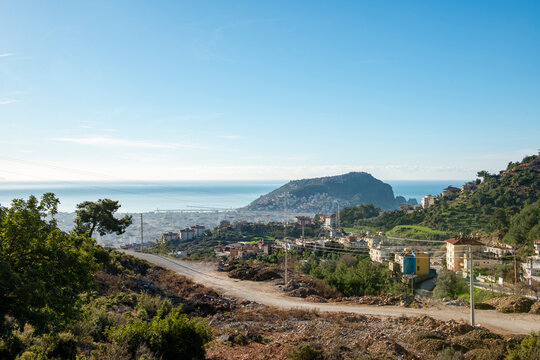 Alanya city view. City view from the mountains on the Oba side.