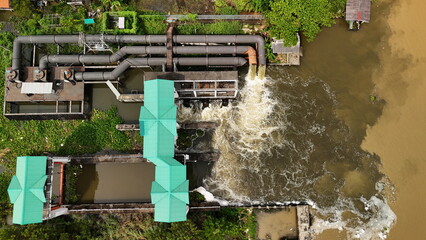 Irrigation System Aerial River Flood Agriculture View Landscape