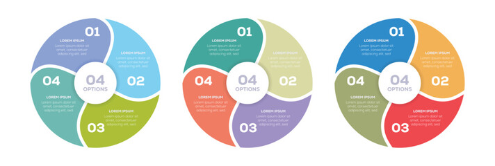 Vector circle arrows infographic, diagram, graph, presentation, chart. Business cycle concept with 4 options, parts, steps, processes. Info graphic data template. 