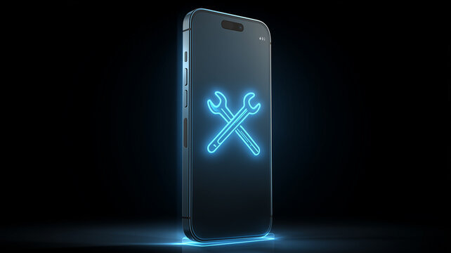 A smartphone with glowing wrench icons representing system configuration, tech support, and mobile troubleshooting in a digital environment.
- Powered by Adobe
