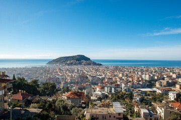 Alanya city view. City view from the mountains on the Oba side.