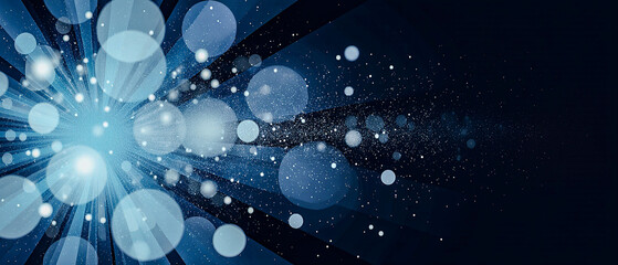 A geometric snowstorm of luminous polygons swirls through the air, creating a surreal abstract winter scene with glowing, angular forms in motion.