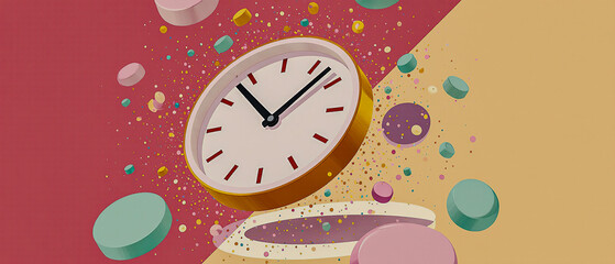 Floating luminous clock hands ticking in empty air without a clock face, surrounded by spark-particles.