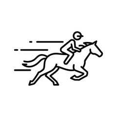 A dynamic horse racing icon isolated on, showcasing speed, competition, and equestrian sport