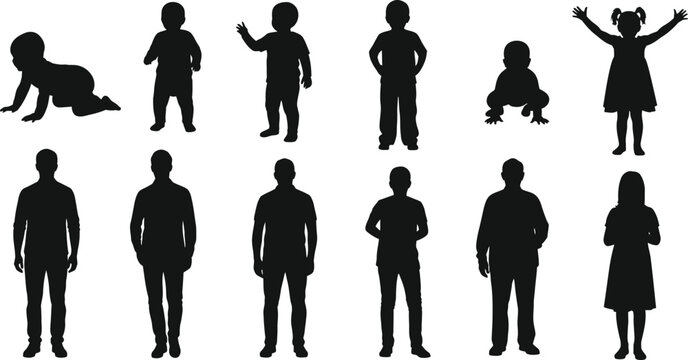 Silhouettes of people at different ages and stages