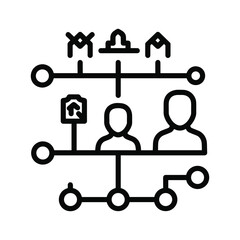 A black and white line drawing of a family tree isolated on