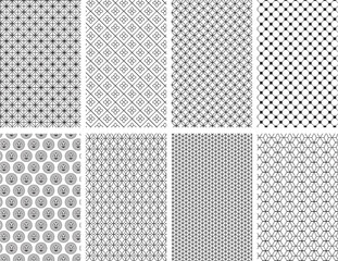 Japanese Wagara Seamless Geometric Pattern Collection &ndash; Black & White Traditional Designs