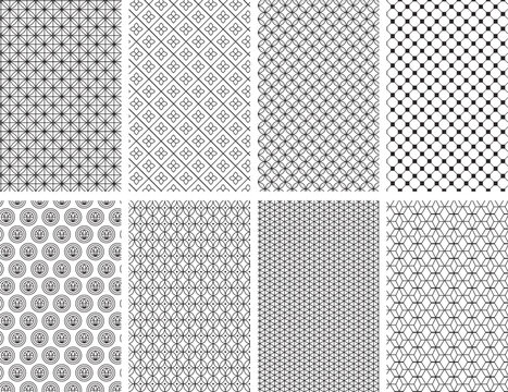 Japanese Wagara Seamless Geometric Pattern Collection &ndash; Black & White Traditional Designs