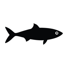 simple anchovy fish silhouette icon on white background