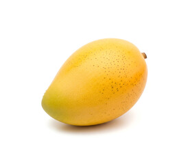 Ripe yellow mango isolated on white background. Clipping path.