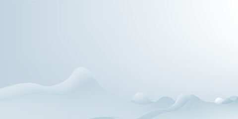 3d snow hills. Winter landscape with snow mountain, snowdrift and pile. Snowy background for sale product presentation. Template for Christmas, New Year design. Vector illustration