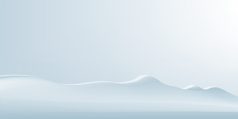 3d snow hills. Winter landscape with snow mountain, snowdrift and pile. Snowy background for sale product presentation. Template for Christmas, New Year design. Vector illustration