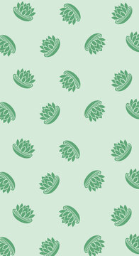 Lotus Flower Pastel Green Repeat Pattern Background Design