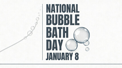 Transparent bubbles and text elements represent the concept of bubble bath festival, pure rest, and life enjoyment, suitable for popularizing bathing products and promoting healthy living materials.
