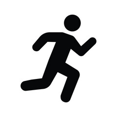 Solid Black Running Illustration Vector Icon for Fitness Design