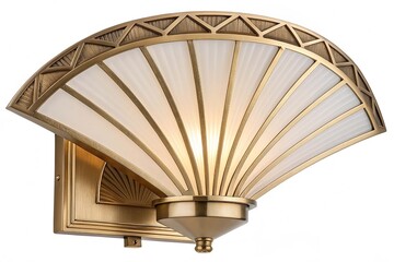 Art deco brass wall sconce light isolated Nice