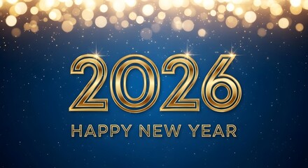 Naklejka premium Golden 2026 happy new year celebration background