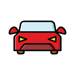 Color Car Illustration Vector Icon with Outline for Transportation Design