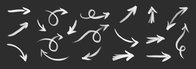 crayon textured arrows lines hand drawn set