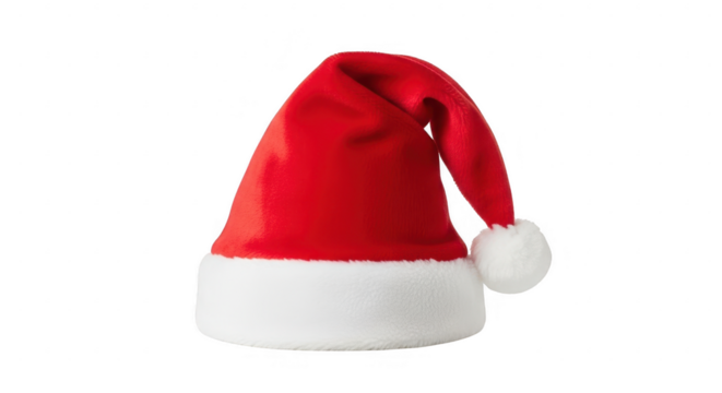 Red santa hat with white trim isolated on transparent background - Powered by Adobe