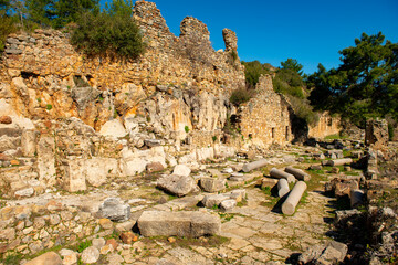 The ancient city of Syedra has located about 20 km. southeast of Alanya district of Antalya, on a...