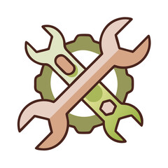 Crossed wrenches and gear icon for repair and maintenance