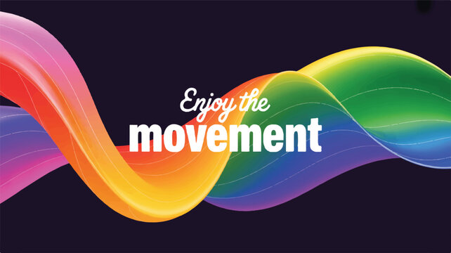 Vibrant digital illustration of colorful flowing ribbons, conveying a sense of movement and energy, ideal for a dynamic message